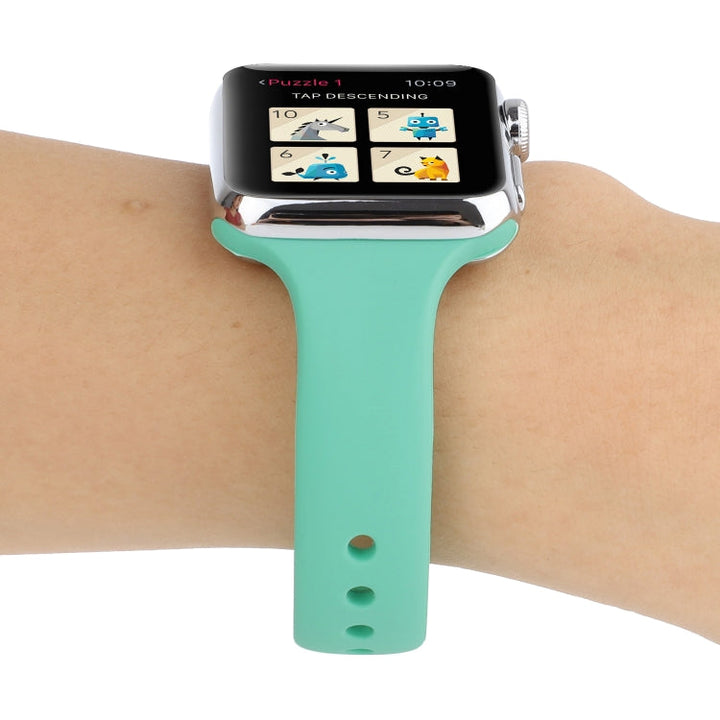 Lisslune | For Apple Watch Series 8&7 41mm / SE 2&6&SE&5&4 40mm / 3&2&1 38mm Thin Silicone Double Closure Watch Band (Spearmint Green)