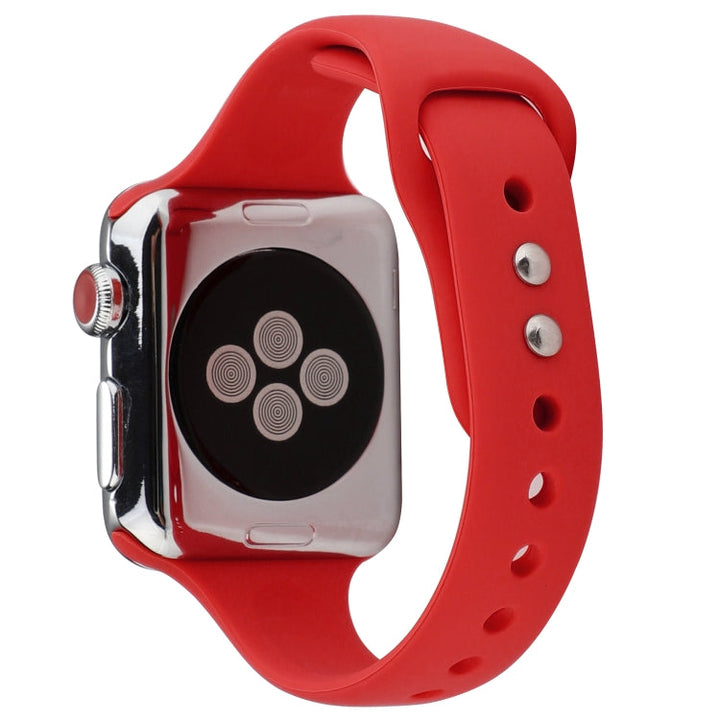 Lisslune | For Apple Watch Series 8&7 41mm / SE 2&6&SE&5&4 40mm / 3&2&1 38mm Thin Silicone Double Closure Watch Band (Rose Pink)