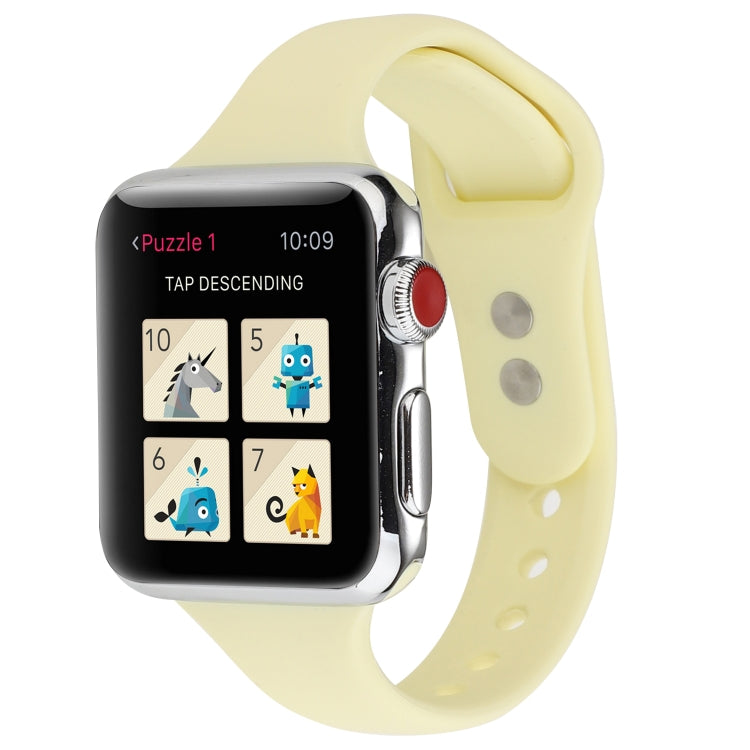 Lisslune | For Apple Watch Series 8&7 41mm / SE 2&6&SE&5&4 40mm / 3&2&1 38mm Thin Silicone Double Closure Watch Strap (Cream Yellow)