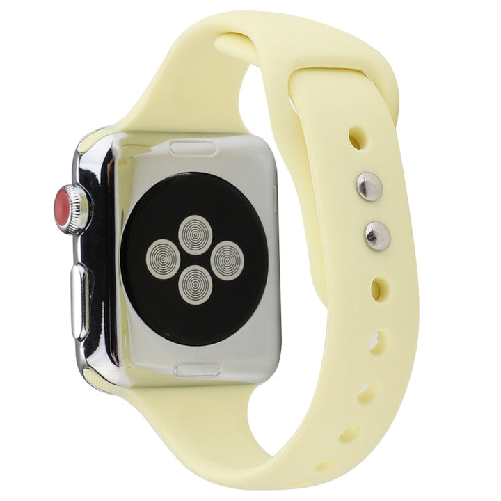 Lisslune | For Apple Watch Series 8&7 41mm / SE 2&6&SE&5&4 40mm / 3&2&1 38mm Thin Silicone Double Closure Watch Strap (Cream Yellow)