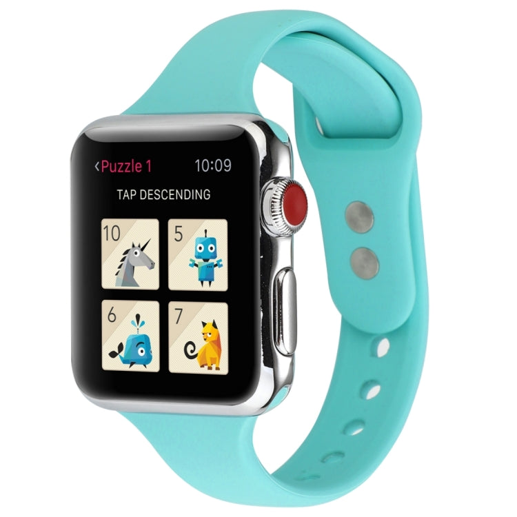 Lisslune | For Apple Watch Series 8&7 41mm / SE 2&6&SE&5&4 40mm / 3&2&1 38mm Thin Silicone Double-Buckle Watch Band (Mint Green)