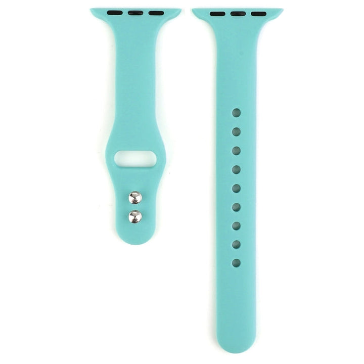 Lisslune | For Apple Watch Series 8&7 41mm / SE 2&6&SE&5&4 40mm / 3&2&1 38mm Thin Silicone Double-Buckle Watch Band (Mint Green)
