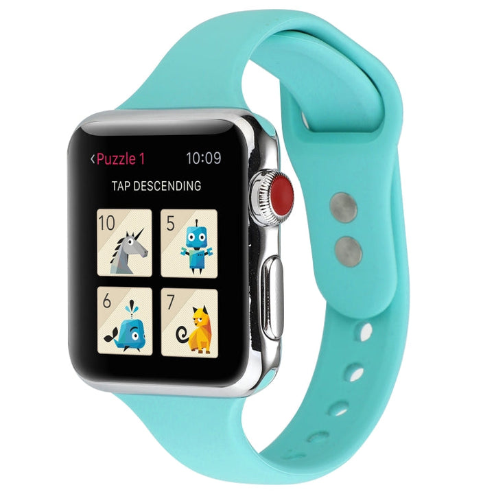 Lisslune | For Apple Watch Series 8&7 41mm / SE 2&6&SE&5&4 40mm / 3&2&1 38mm Thin Silicone Double-Buckle Watch Band (Mint Green)
