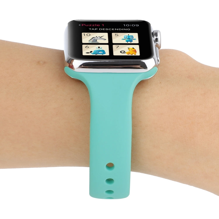 Lisslune | For Apple Watch Series 8&7 41mm / SE 2&6&SE&5&4 40mm / 3&2&1 38mm Thin Silicone Double-Buckle Watch Band (Mint Green)