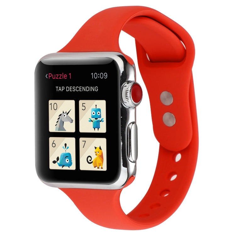 Lisslune | For Apple Watch Series 8&7 41mm / SE 2&6&SE&5&4 40mm / 3&2&1 38mm Thin Silicone Double Closure Watch Band (Country Red)
