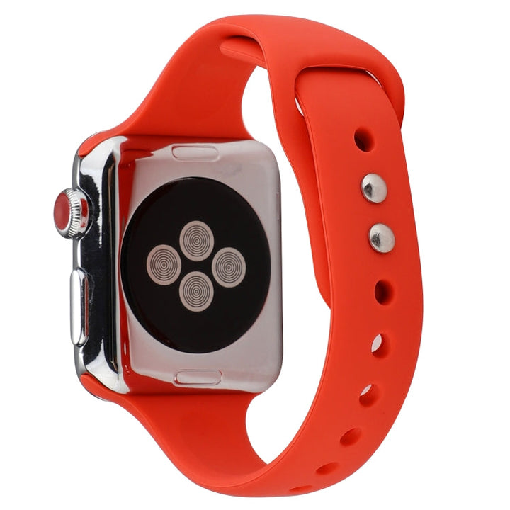 Lisslune | For Apple Watch Series 8&7 41mm / SE 2&6&SE&5&4 40mm / 3&2&1 38mm Thin Silicone Double Closure Watch Band (Country Red)