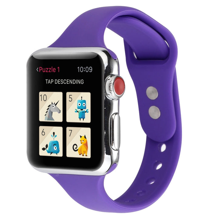 Lisslune | For Apple Watch Series 8&7 41mm / SE 2&6&SE&5&4 40mm / 3&2&1 38mm Thin Silicone Double Closure Watch Band (Purple)