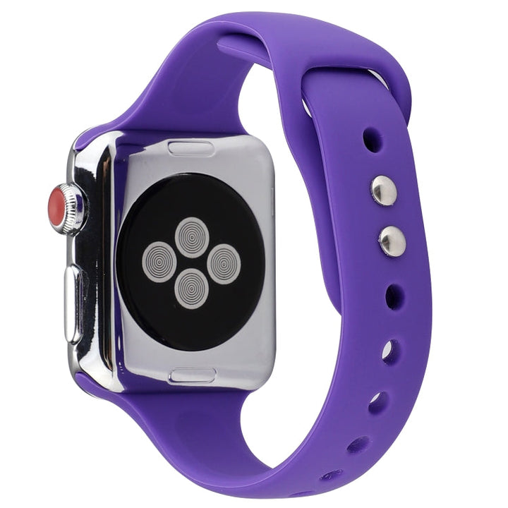 Lisslune | For Apple Watch Series 8&7 41mm / SE 2&6&SE&5&4 40mm / 3&2&1 38mm Thin Silicone Double Closure Watch Band (Purple)