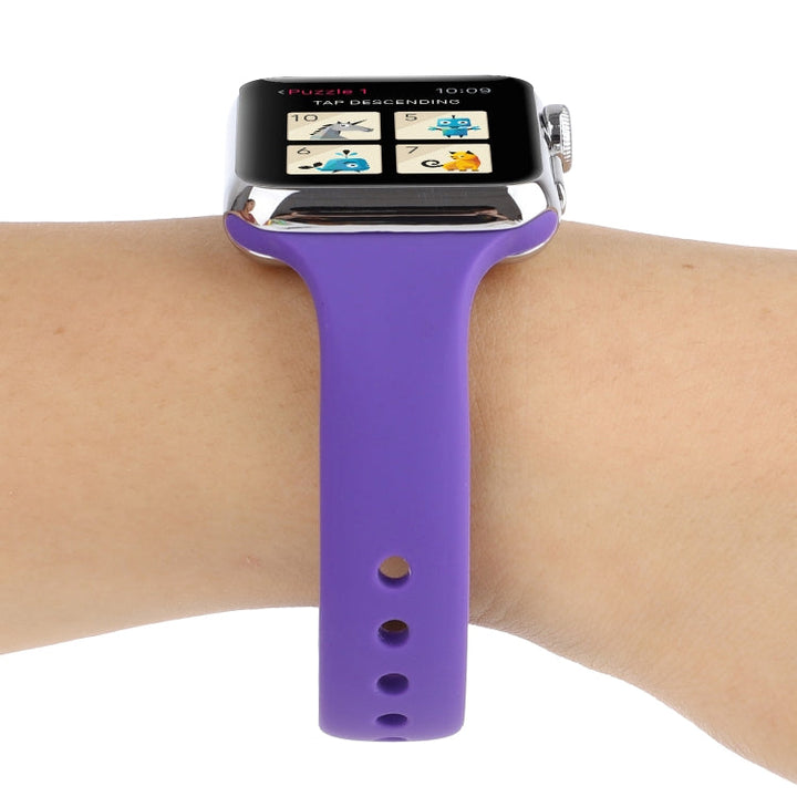 Lisslune | For Apple Watch Series 8&7 41mm / SE 2&6&SE&5&4 40mm / 3&2&1 38mm Thin Silicone Double Closure Watch Band (Purple)