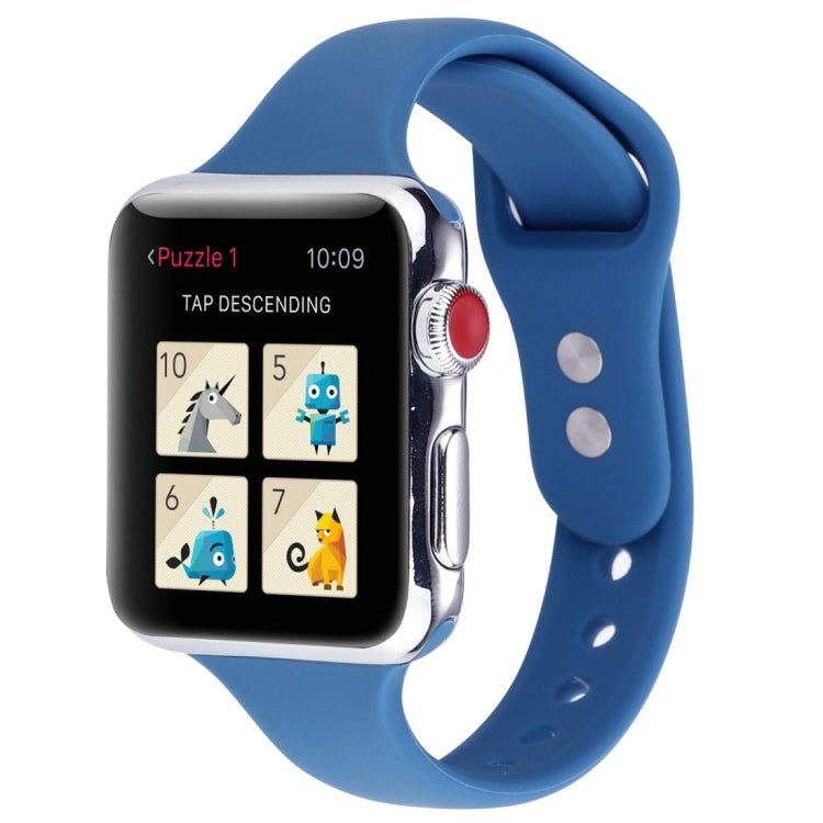 Lisslune | For Apple Watch Series 8&7 41mm / SE 2&6&SE&5&4 40mm / 3&2&1 38mm Thin Silicone Double Closure Watch Band (Ceramic Blue)
