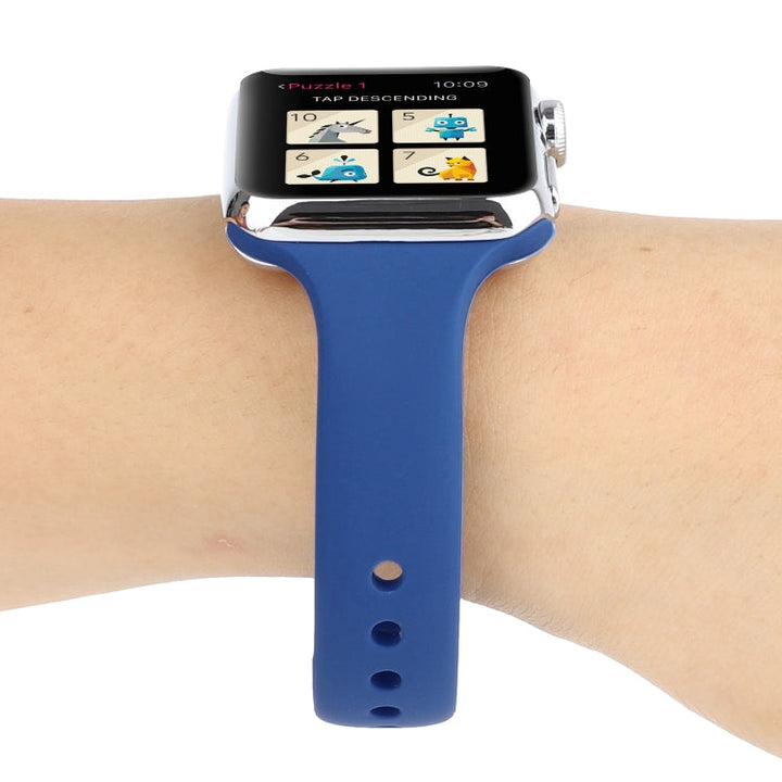 Lisslune | For Apple Watch Series 8&7 41mm / SE 2&6&SE&5&4 40mm / 3&2&1 38mm Thin Silicone Double Closure Watch Band (Ceramic Blue)