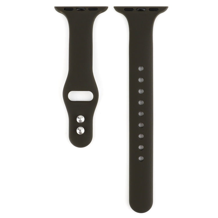 Lisslune | For Apple Watch Series 8&7 41mm / SE 2&6&SE&5&4 40mm / 3&2&1 38mm Thin Silicone Double Buckle Watch Strap (Olive Green)