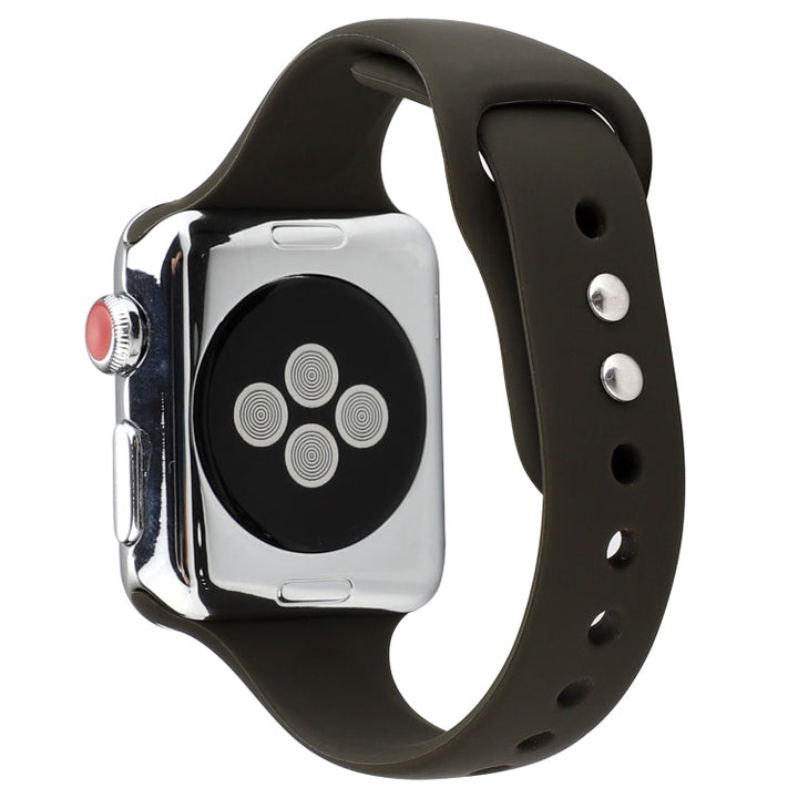 Lisslune | For Apple Watch Series 8&7 41mm / SE 2&6&SE&5&4 40mm / 3&2&1 38mm Thin Silicone Double Buckle Watch Strap (Olive Green)