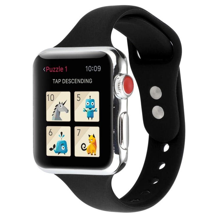 Lisslune | For Apple Watch Series 8&7 41mm / SE 2&6&SE&5&4 40mm / 3&2&1 38mm Thin Silicone Double Closure Watch Band (Black)