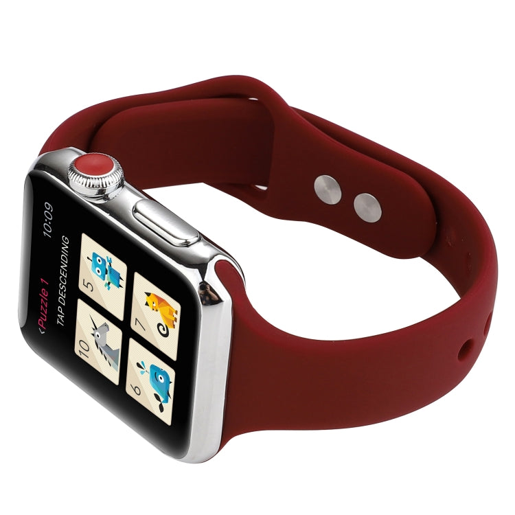 Lisslune | For Apple Watch Series 8&7 41mm / SE 2&6&SE&5&4 40mm / 3&2&1 38mm Thin Silicone Double Closure Watch Band (Wine Red)