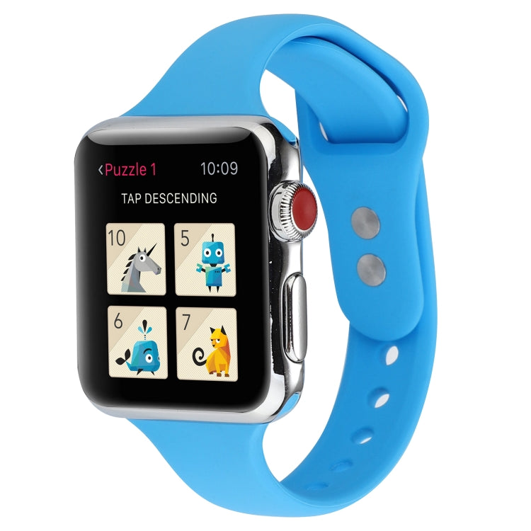 Lisslune | For Apple Watch Series 8&7 41mm / SE 2&6&SE&5&4 40mm / 3&2&1 38mm Thin Silicone Double Closure Band (Blue)
