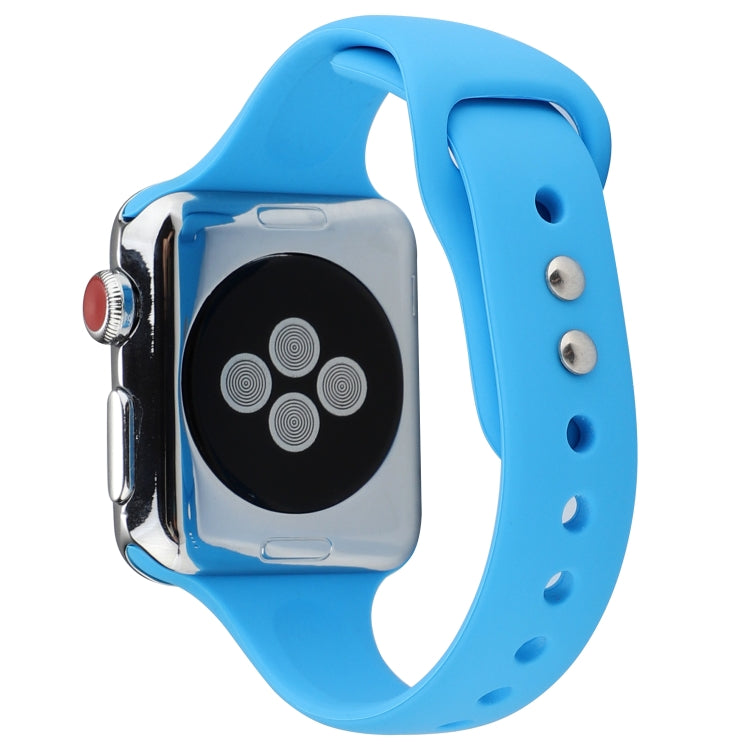 Lisslune | For Apple Watch Series 8&7 41mm / SE 2&6&SE&5&4 40mm / 3&2&1 38mm Thin Silicone Double Closure Band (Blue)