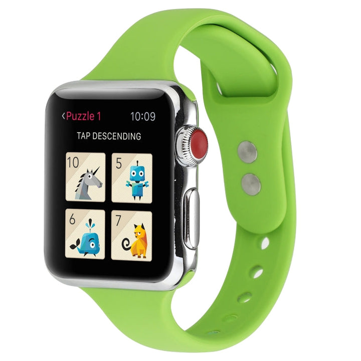 Lisslune | For Apple Watch Series 8&7 41mm / SE 2&6&SE&5&4 40mm / 3&2&1 38mm Thin Silicone Double Butterfly Watch Strap (Green)