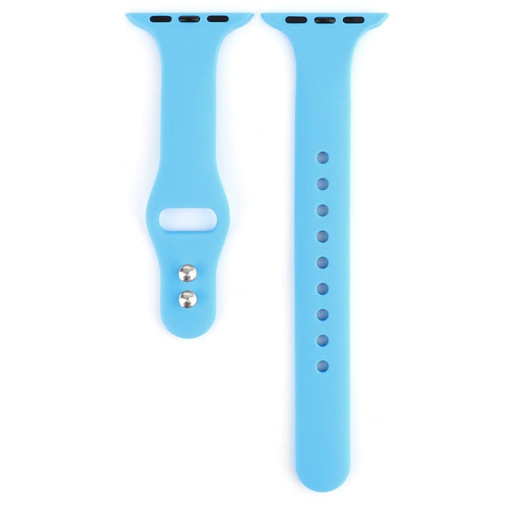 Lisslune | For Apple Watch Series 8&7 41mm / SE 2&6&SE&5&4 40mm / 3&2&1 38mm Thin Silicone Double Buckle Watch Band (Denim Blue)