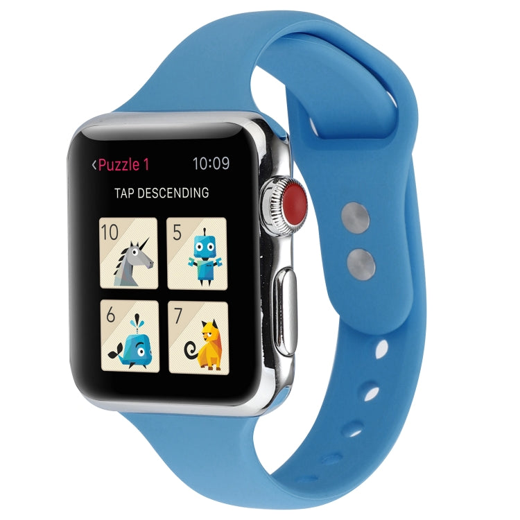 Lisslune | For Apple Watch Series 8&7 41mm / SE 2&6&SE&5&4 40mm / 3&2&1 38mm Thin Silicone Double Buckle Watch Band (Denim Blue)