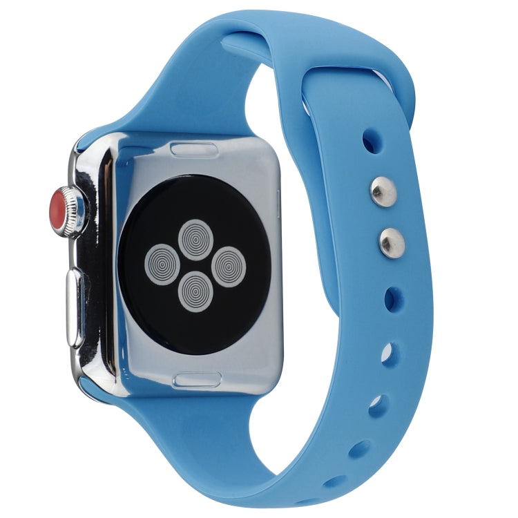 Lisslune | For Apple Watch Series 8&7 41mm / SE 2&6&SE&5&4 40mm / 3&2&1 38mm Thin Silicone Double Buckle Watch Band (Denim Blue)