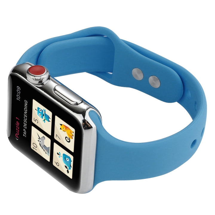 Lisslune | For Apple Watch Series 8&7 41mm / SE 2&6&SE&5&4 40mm / 3&2&1 38mm Thin Silicone Double Buckle Watch Band (Denim Blue)