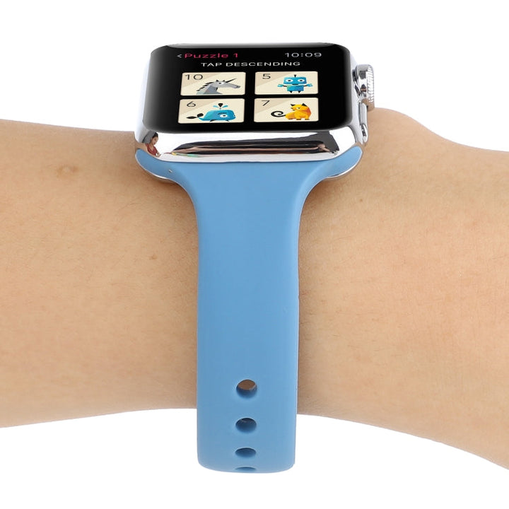 Lisslune | For Apple Watch Series 8&7 41mm / SE 2&6&SE&5&4 40mm / 3&2&1 38mm Thin Silicone Double Buckle Watch Band (Denim Blue)