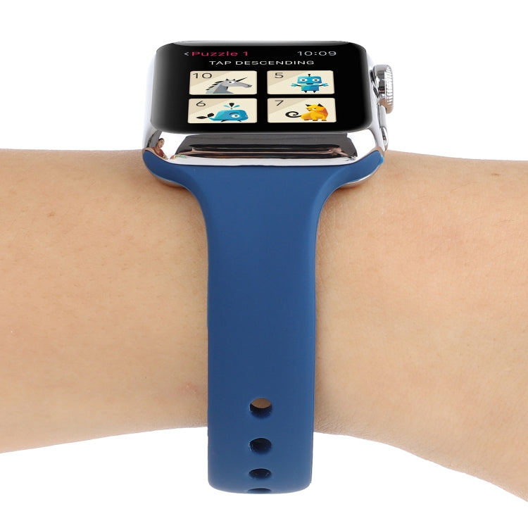 Lisslune | For Apple Watch Series 8&7 41mm / SE 2&6&SE&5&4 40mm / 3&2&1 38mm Thin Silicone Double Closure Watch Band (Horizon Blue)