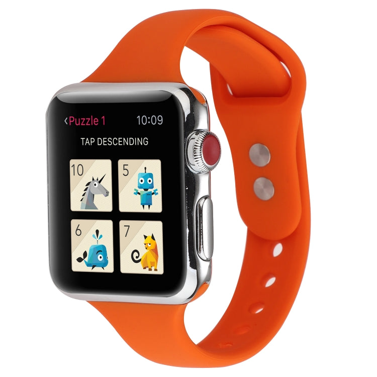 Lisslune | For Apple Watch Series 8&7 41mm / SE 2&6&SE&5&4 40mm / 3&2&1 38mm Thin Silicone Double-Buckle Watch Band (Apricot Orange)