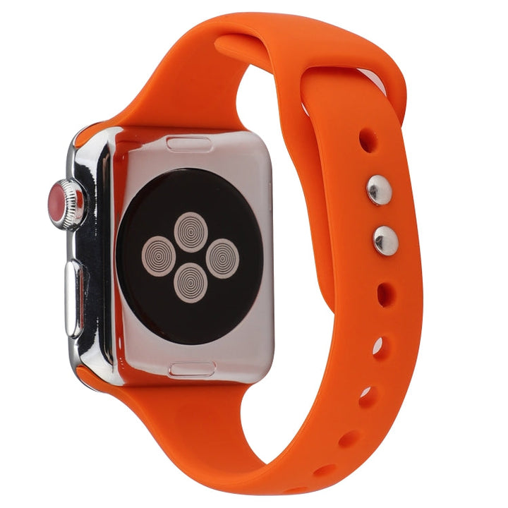Lisslune | For Apple Watch Series 8&7 41mm / SE 2&6&SE&5&4 40mm / 3&2&1 38mm Thin Silicone Double-Buckle Watch Band (Apricot Orange)