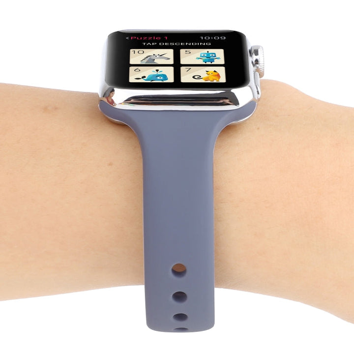 Lisslune | For Apple Watch Series 8&7 41mm / SE 2&6&SE&5&4 40mm / 3&2&1 38mm Thin Silicone Double Closure Bracelet (Lavender Grey)