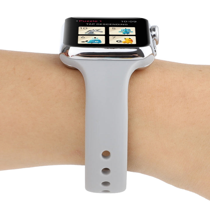 Lisslune | For Apple Watch Series 8&7 41mm / SE 2&6&SE&5&4 40mm / 3&2&1 38mm Thin Silicone Double Closure Watch Band (Cloud Gray)