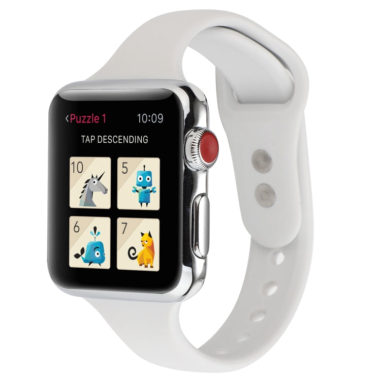 Lisslune | For Apple Watch Series 8&7 41mm / SE 2&6&SE&5&4 40mm / 3&2&1 38mm Thin Silicone Double Frame Watch Strap (Porcelain)
