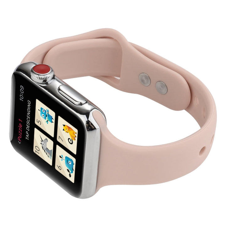 Lisslune | For Apple Watch Series 8&7 41mm / SE 2&6&SE&5&4 40mm / 3&2&1 38mm Thin Silicone Double Buckle Band (Sand Rose)