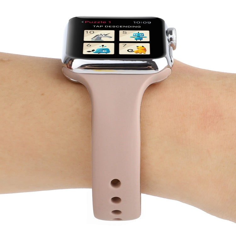 Lisslune | For Apple Watch Series 8&7 41mm / SE 2&6&SE&5&4 40mm / 3&2&1 38mm Thin Silicone Double Buckle Band (Sand Rose)