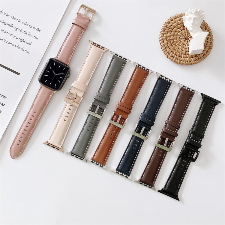 Lisslune | For Apple Watch 5 & 4 44mm / 3 & 2 & 1 42mm V Tail Style Stitching Leather Band (Black)