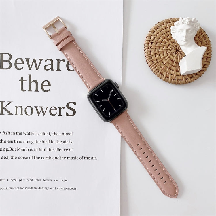 Lisslune | For Apple Watch 5 & 4 44mm / 3 & 2 & 1 42mm V Tail Style Stitching Leather Strap (Pink)