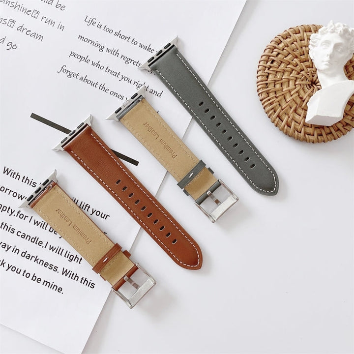 Lisslune | For Apple Watch 5 & 4 44mm / 3 & 2 & 1 42mm V Tail Style Stitching Leather Strap (Pink)