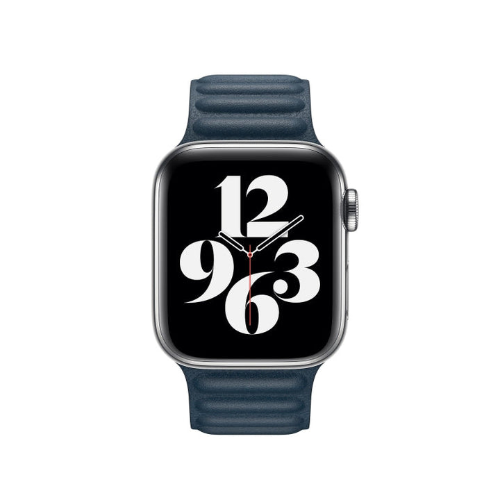 Lisslune | For Apple Watch Ultra 49mm & Watch Ultra 2 49mm / Series 9 & 8 & 7 45mm / SE 3 & SE 2 & 6 & SE & 5 & 4 44mm / 3 & 2 & 1 42mm Leather Watch Strap (Blue)