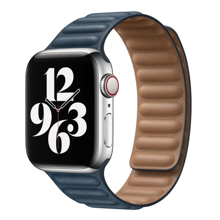 Lisslune | For Apple Watch Ultra 49mm & Watch Ultra 2 49mm / Series 9 & 8 & 7 45mm / SE 3 & SE 2 & 6 & SE & 5 & 4 44mm / 3 & 2 & 1 42mm Leather Watch Strap (Blue)