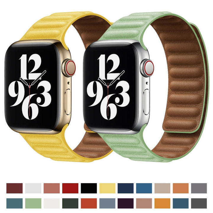 Lisslune | For Apple Watch Ultra 49mm & Watch Ultra 2 49mm / Series 9 & 8 & 7 45mm / SE 3 & SE 2 & 6 & SE & 5 & 4 44mm / 3 & 2 & 1 42mm Leather Watch Band (Brown)