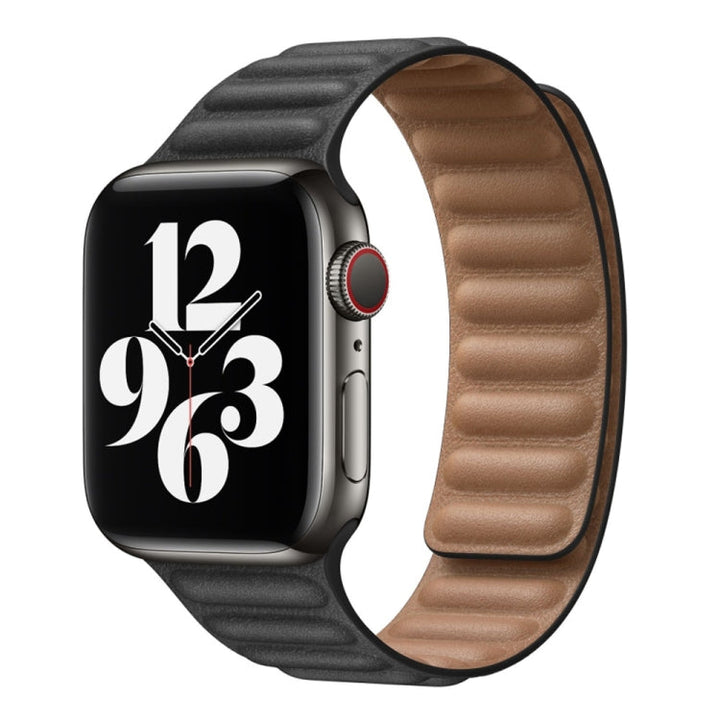 Lisslune | For Apple Watch Series 9&8&7 41mm / SE 3&SE 2&6&SE&5&4 40mm / 3&2&1 38mm Leather Watch Band (Black)