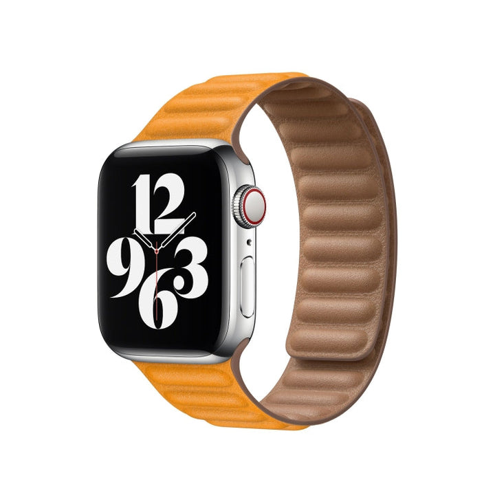 Lisslune | For Apple Watch Series 9&8&7 41mm / SE 3&SE 2&6&SE&5&4 40mm / 3&2&1 38mm Leather Watch Band (Yellow)