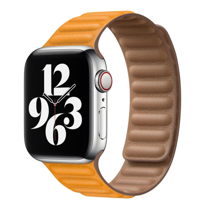 Lisslune | For Apple Watch Series 9&8&7 41mm / SE 3&SE 2&6&SE&5&4 40mm / 3&2&1 38mm Leather Watch Band (Yellow)
