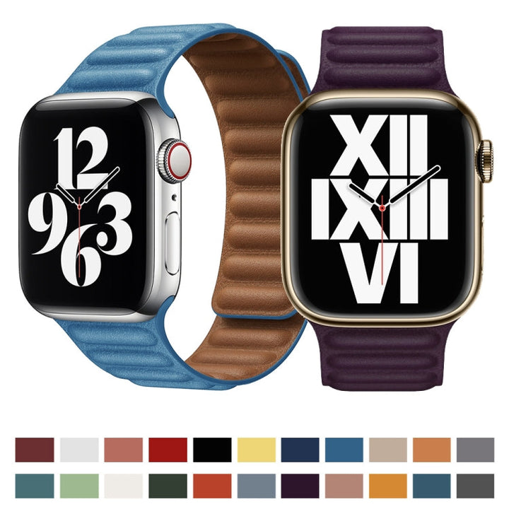 Lisslune | For Apple Watch Series 9&8&7 41mm / SE 3&SE 2&6&SE&5&4 40mm / 3&2&1 38mm Leather Watch Band (Black)