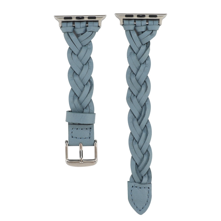 Lisslune | For Apple Watch Series 9&8&7 41mm / SE 3&SE 2&6&SE&5&4 40mm / 3&2&1 38mm Leather Braided Single Bow Watch Band (Sky Blue)