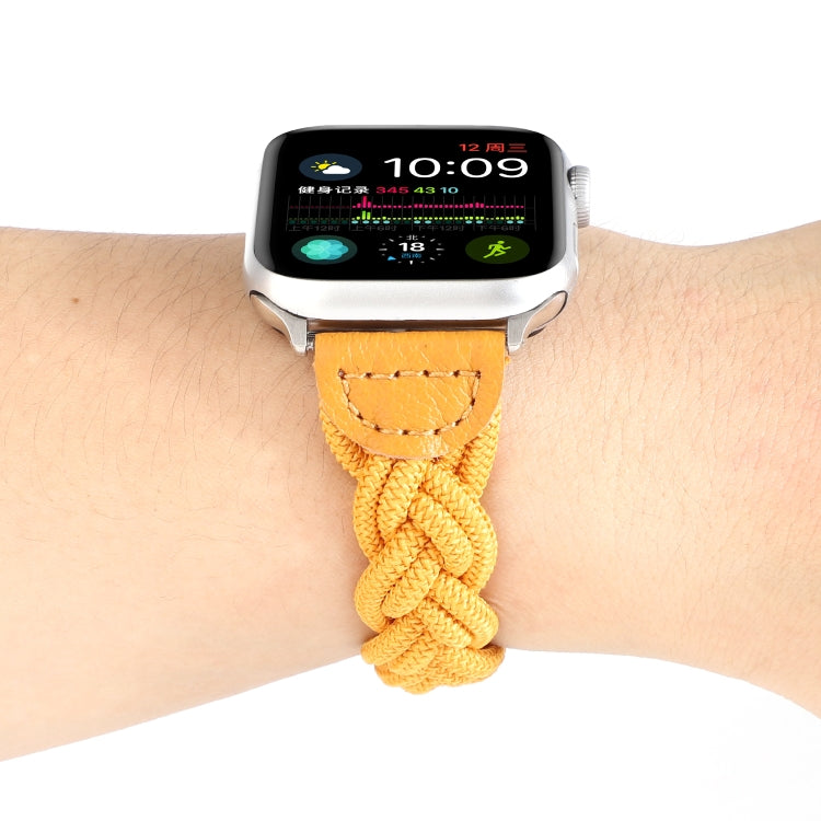 Lisslune | Elastic Woven Bracelet for Apple Watch Series 9&8&7 41mm / SE 3&SE 2&6&SE&5&4 40mm / 3&2&1 38mm, Length:130mm(Yellow)