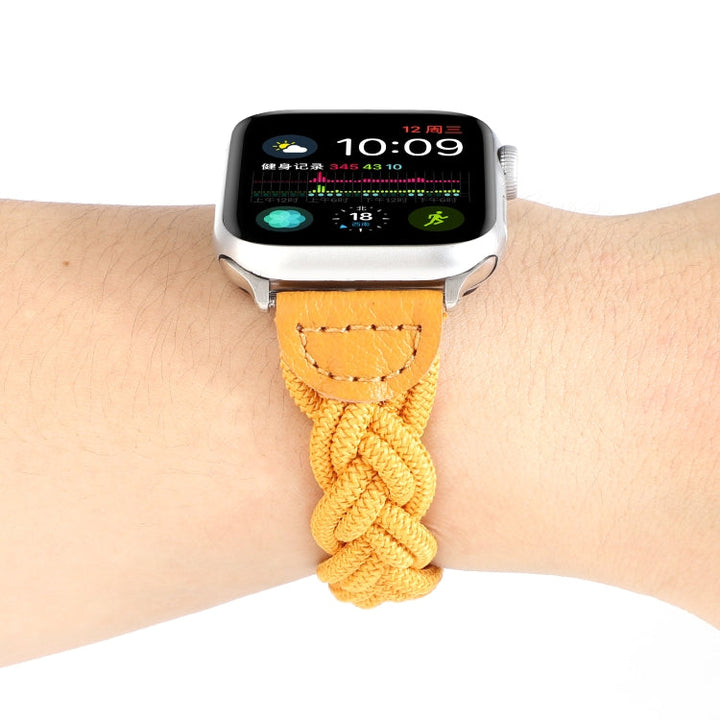 Lisslune | Elastic Woven Bracelet for Apple Watch Series 9&8&7 41mm / SE 3&SE 2&6&SE&5&4 40mm / 3&2&1 38mm, Length:130mm(Yellow)