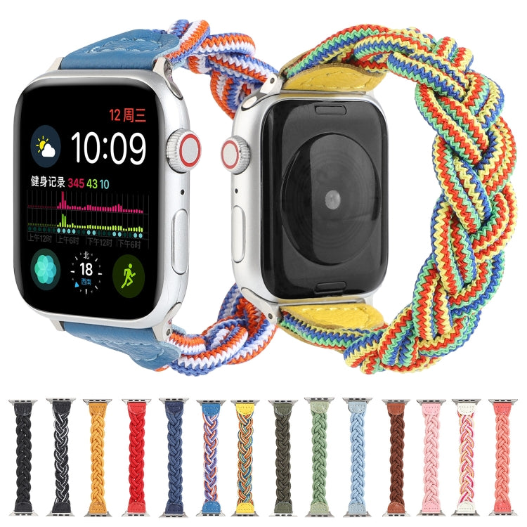 Lisslune | Elastic woven watch strap for Apple Watch Series 9&8&7 41mm / SE 3&SE 2&6&SE&5&4 40mm / 3&2&1 38mm, Length: 130mm (Black White)