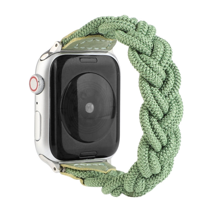 Lisslune | Elastic woven watch strap for Apple Watch Series 7 41mm / 6 & SE & 5 & 4 40mm / 3 & 2 & 1 38mm, Length:150mm (Green)